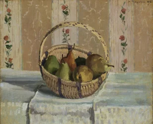 Apples and Pears in a Round Basket